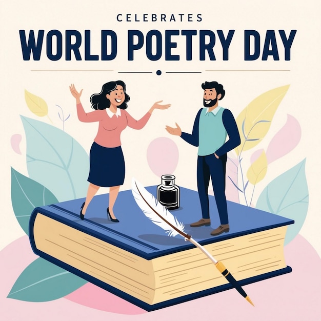 Flat Design Illustration for World Poetry Day