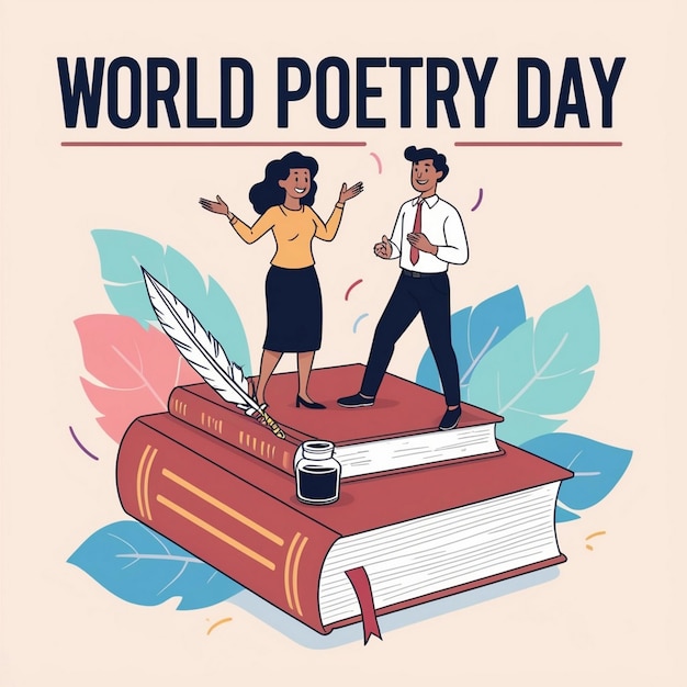 Flat Design Illustration for World Poetry Day