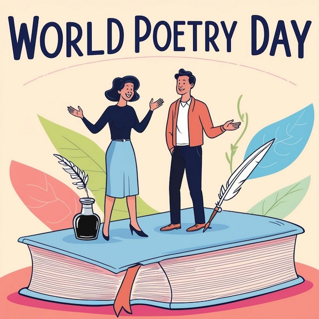 Flat Design Illustration for World Poetry Day