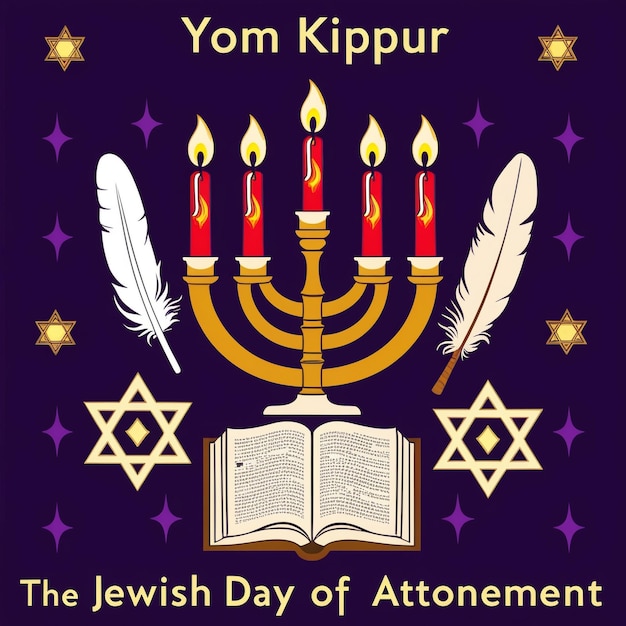 Flat Design Illustration for Yom Kippur Celebration