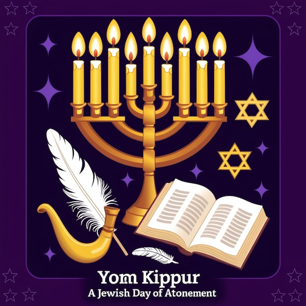 Flat Design Illustration for Yom Kippur Celebration