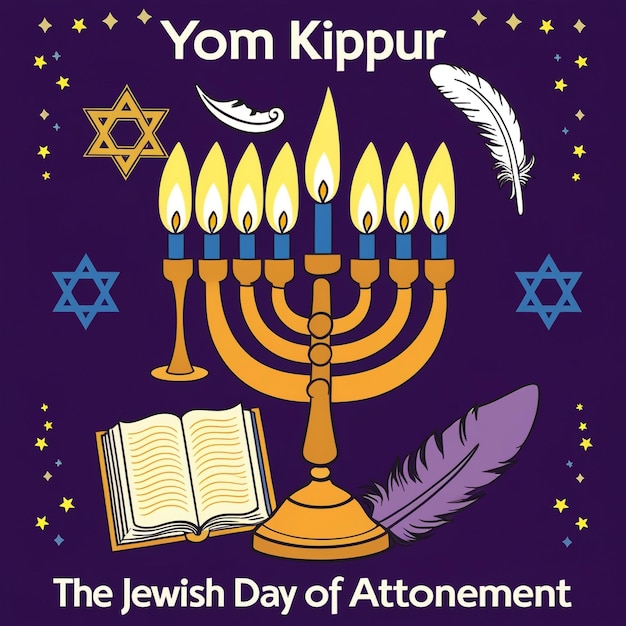 Flat Design Illustration for Yom Kippur Celebration