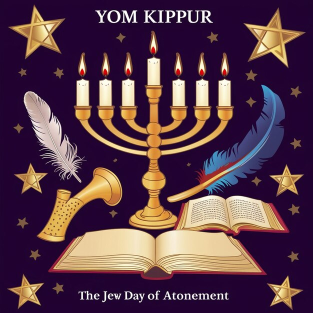 Photo flat design illustration for yom kippur celebration