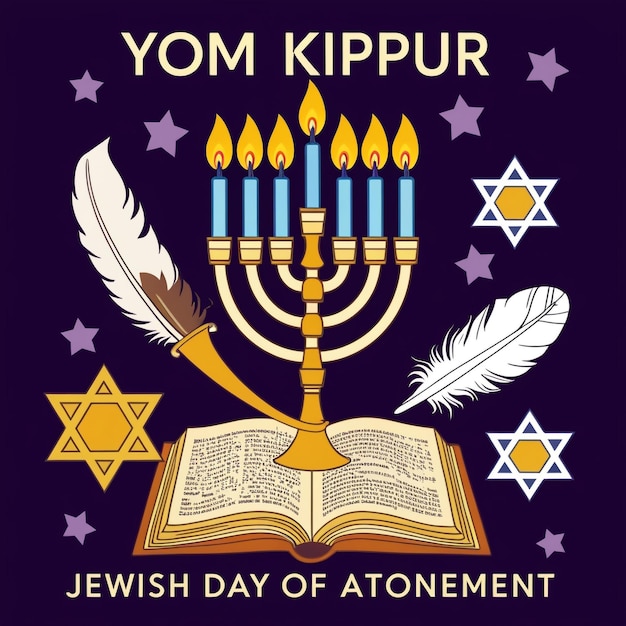 Flat Design Illustration for Yom Kippur Celebration