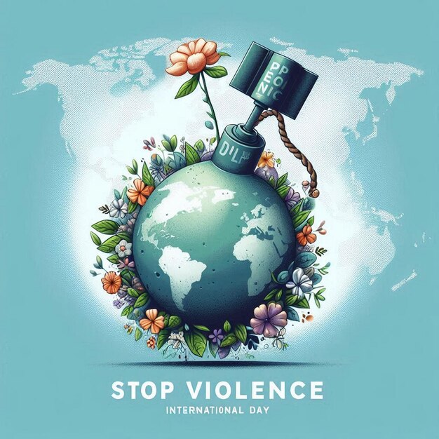 Photo flat design for international day of nonviolence featuring flowers