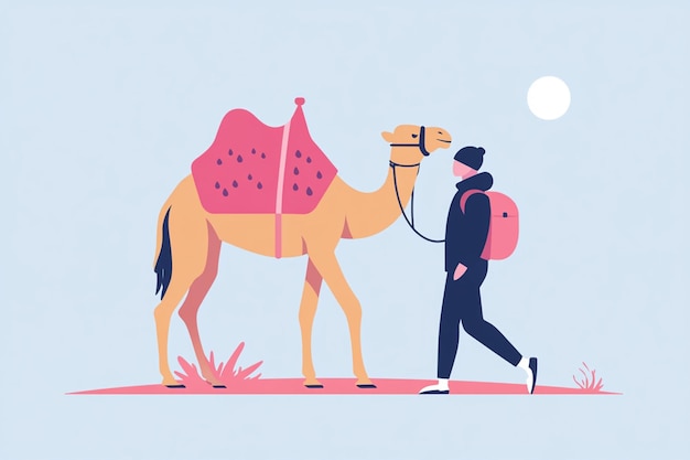 Photo flat design of a person with a camel