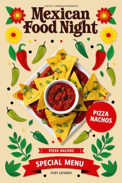 Flat Design Poster of Mexican Food