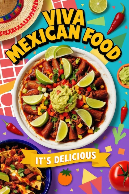 Photo flat design poster of mexican food