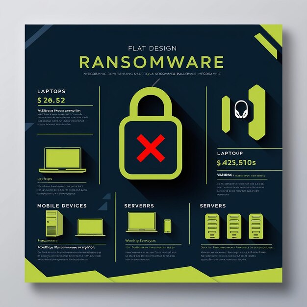 Photo flat design ransomware infographic