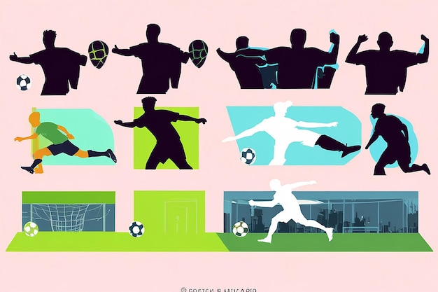 Photo flat design soccer player silhouette