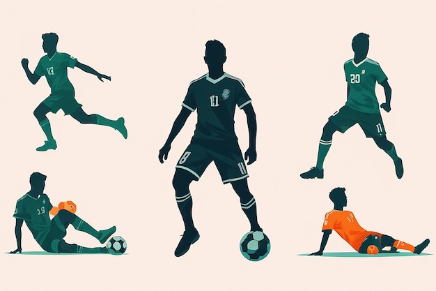 Photo flat design soccer player silhouette