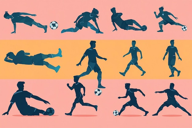 Photo flat design soccer player silhouette