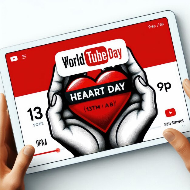 Photo flat design world heart day youtube cover modern awareness graphic