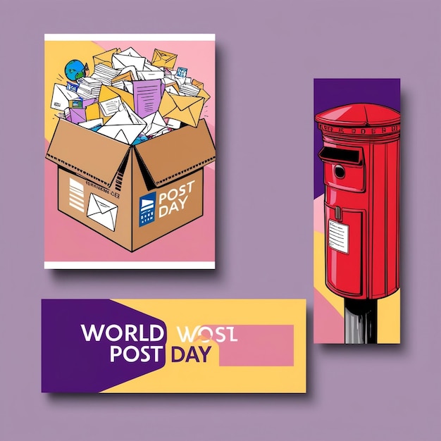 Photo flat design world post day banners set