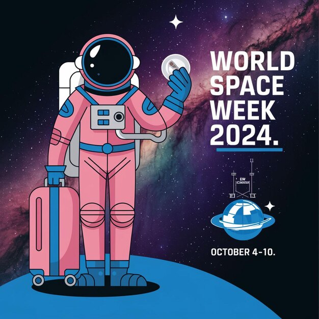 Photo flat design world space week poster illustration