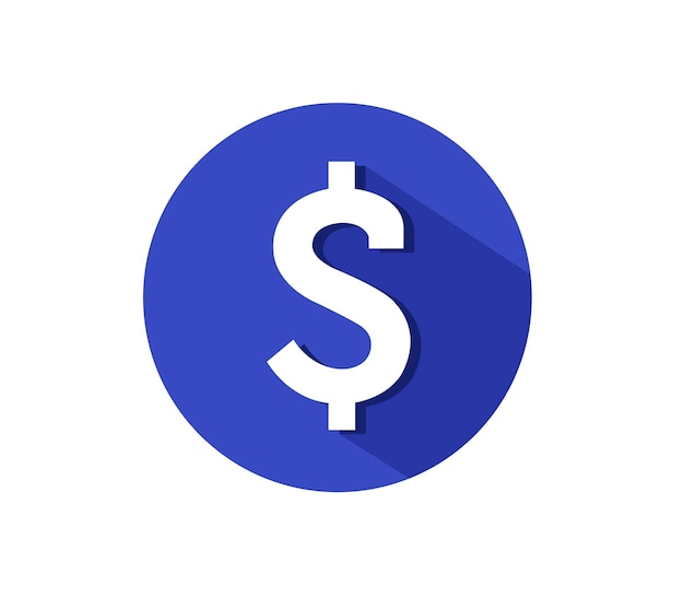 Flat dollar icon on white background