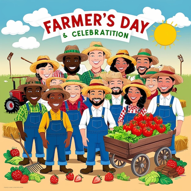 Flat farmers day celebration illustration