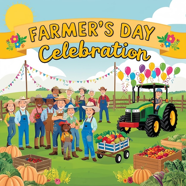 Flat farmers day celebration illustration