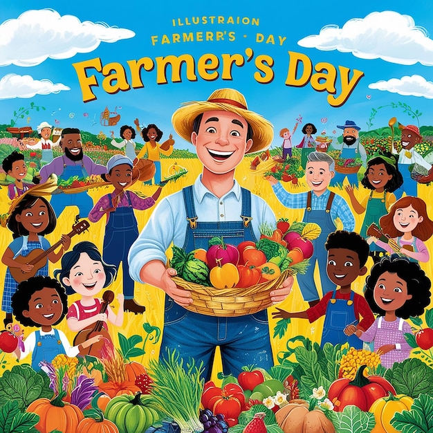 Flat farmers day celebration illustration