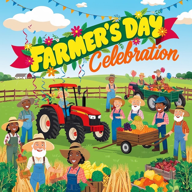 Photo flat farmers day celebration illustration