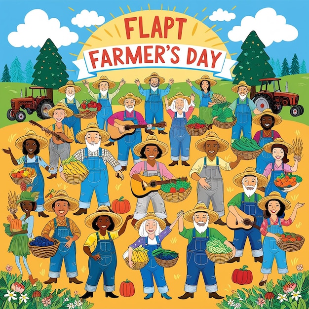 Flat farmers day celebration illustration