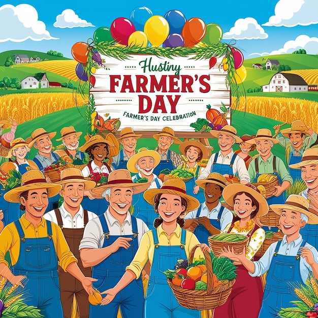 Photo flat farmers day celebration illustration