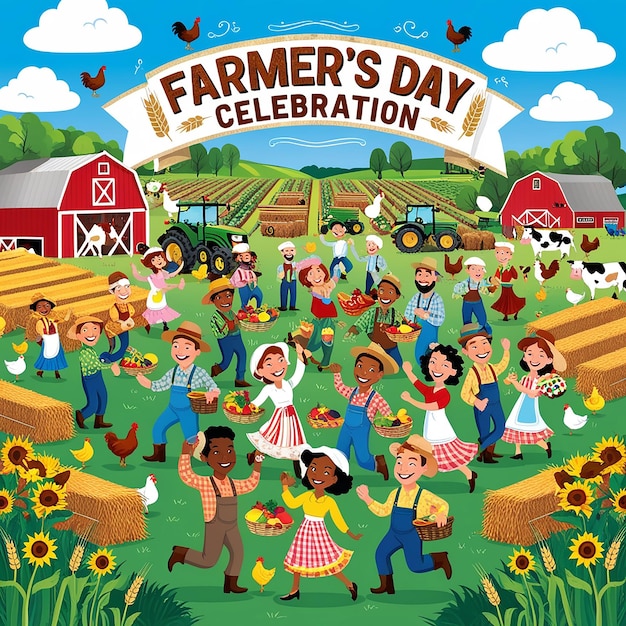 Photo flat farmers day celebration illustration