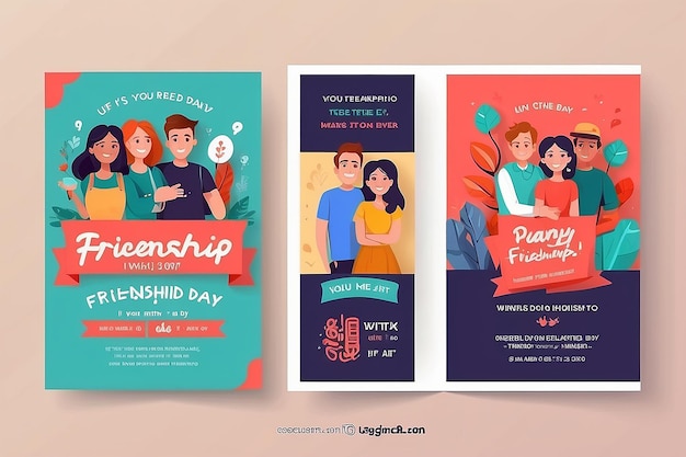 Photo flat friendship day invitation template