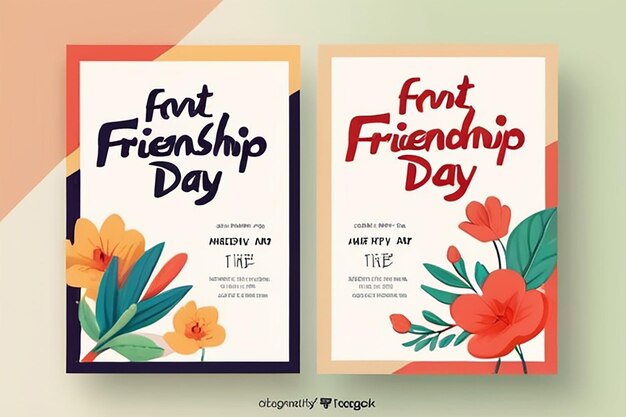 Photo flat friendship day invitation template