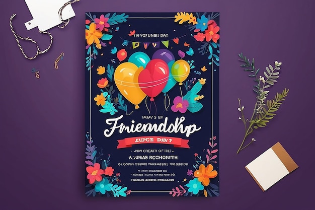 Photo flat friendship day invitation template