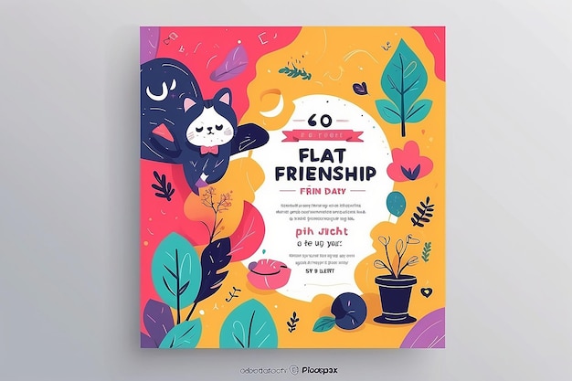 Photo flat friendship day invitation template