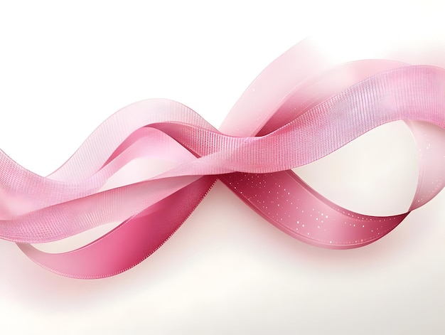 Photo flat glossy background with abstract ribbon waves in pink and white symbolizing the ongoing fight ag