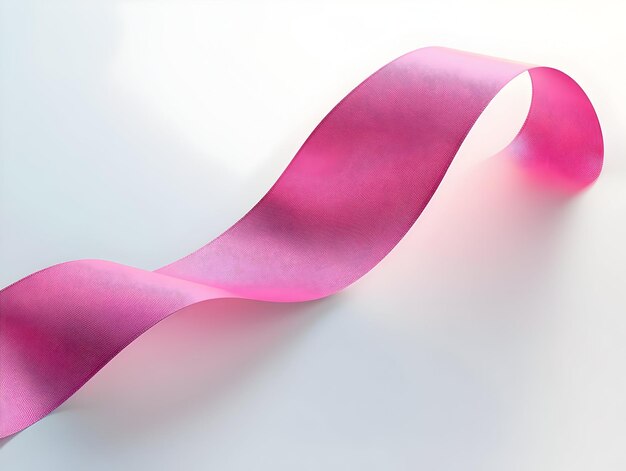 Flat Glossy background with a pink ribbon gently resting on a glassy surface with light reflections