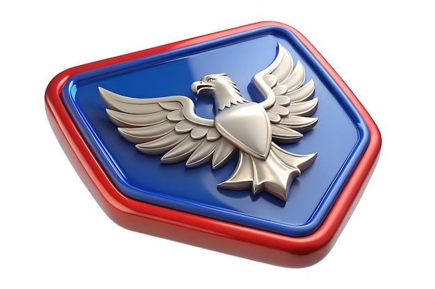 Photo flat glossy eagle emblem over a reflective patriotic background concept as a striking background fea