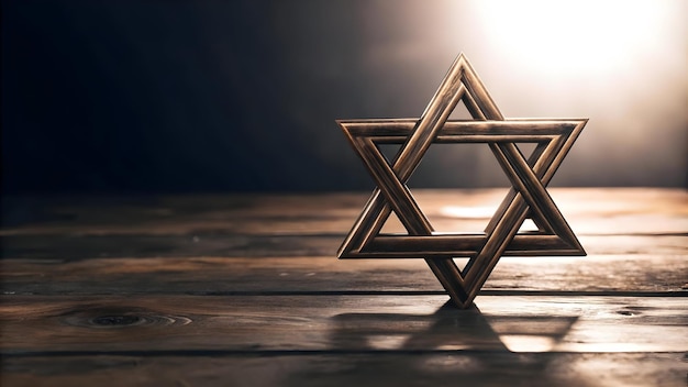 Flat Glossy Star of David on Dark Gradient Background Perfect for Hanukkah Banner with Copy Space