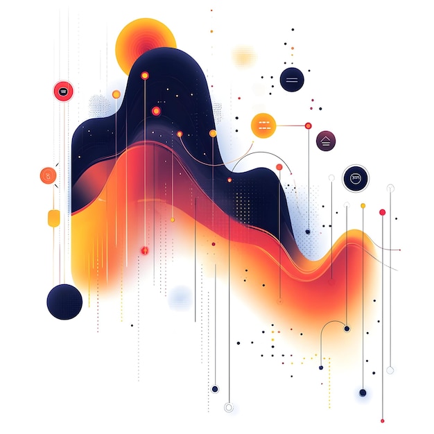 Flat Glowing abstract financial graph with marketing projections concept as A dynamic visual of a gl