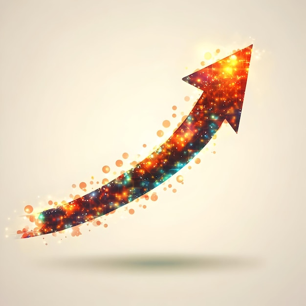 Photo flat glowing abstract upward arrow representing business growth concept as a dynamic shot of a glowi