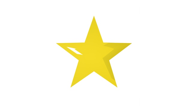 Flat golden star isolated on white background. 3d rendering.