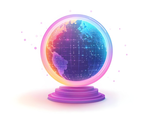 Photo flat holographic globe frame design for world aids day promote global awareness with ample copy spa