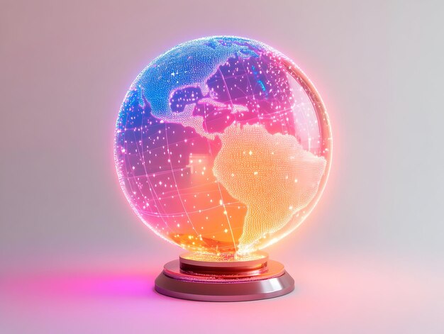 Photo flat holographic globe with labh pancham symbol and copy space concept as a floating holographic glo