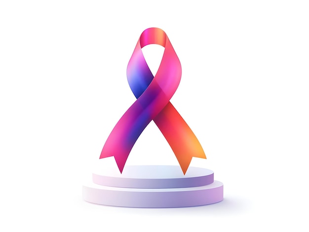 Photo flat holographic world aids day ribbon podium design for awareness campaign vector illustration wi