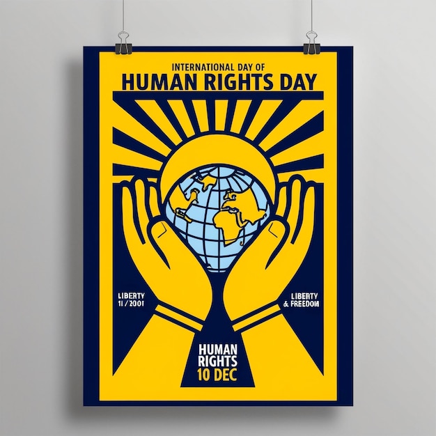 Photo flat human rights day vertical poster template