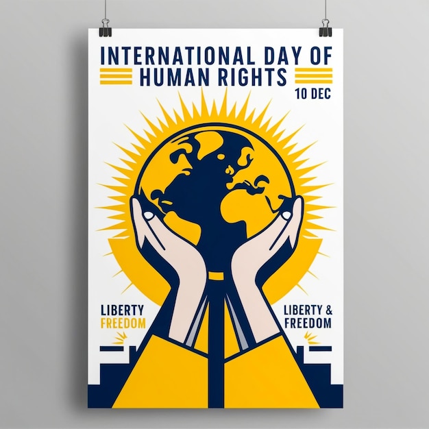 Photo flat human rights day vertical poster template