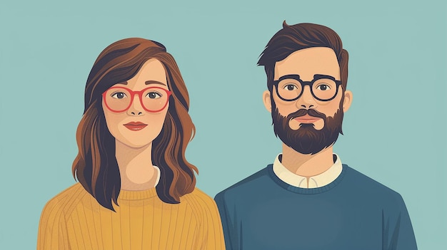 Photo flat icon of an attractive woman and man together