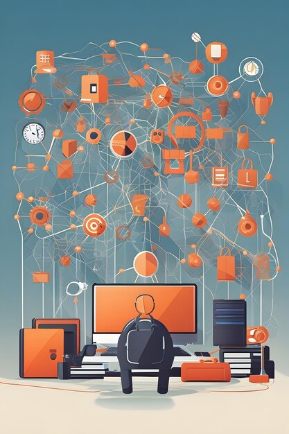 Flat illustration of Abstract network security background