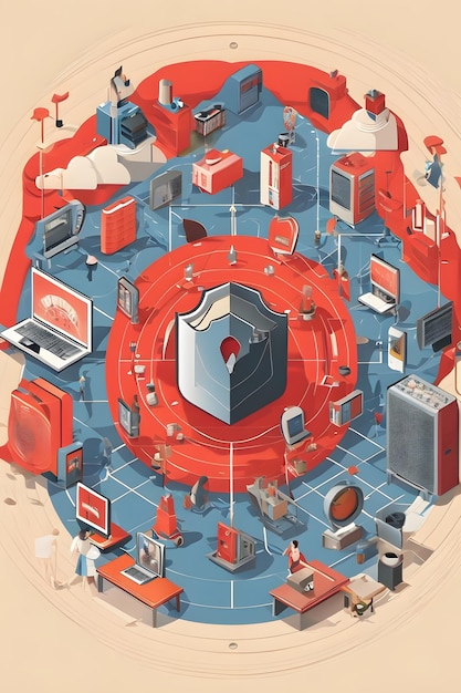 Flat illustration of Abstract network security background