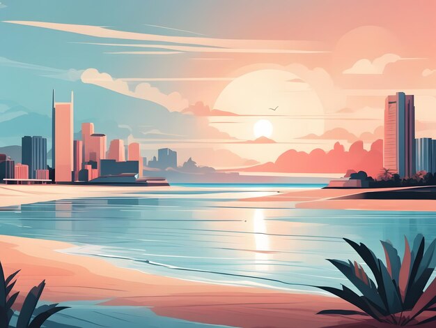 flat illustration beach