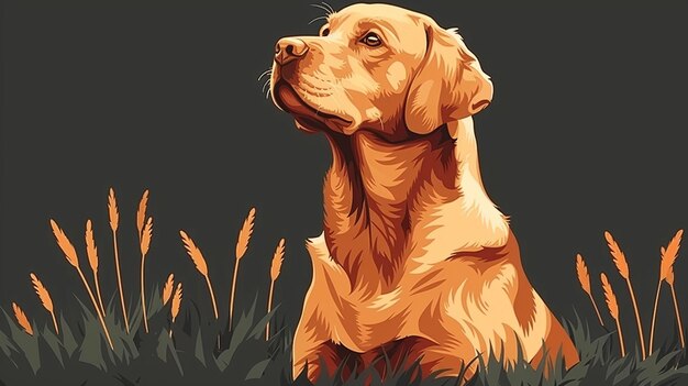 Photo flat illustration brown labrador retriever