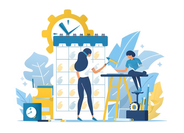 Photo flat illustration of a business woman making a time 1721128407 2