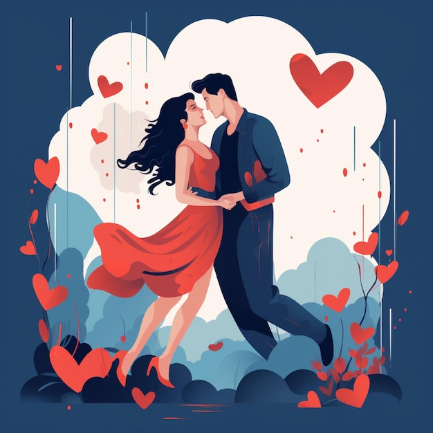 Flat illustration of couple falling in love perfect to create banner or flyer aboutnational girlfri